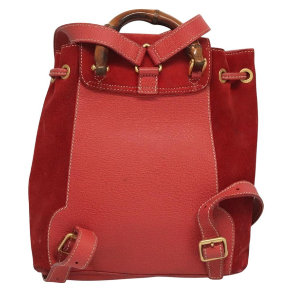 Gucci Vintage Bamboo Backpack Suede Small