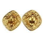 Chanel Vintage Diamond Clip-On Earrings Gold-plated - image 2