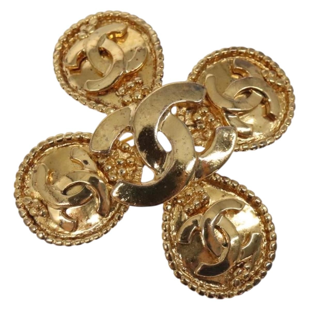 Chanel CC Cross Badge Brooch Metal - image 1