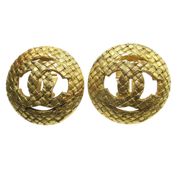 Chanel CC Button Clip-On Earrings Metal - image 1
