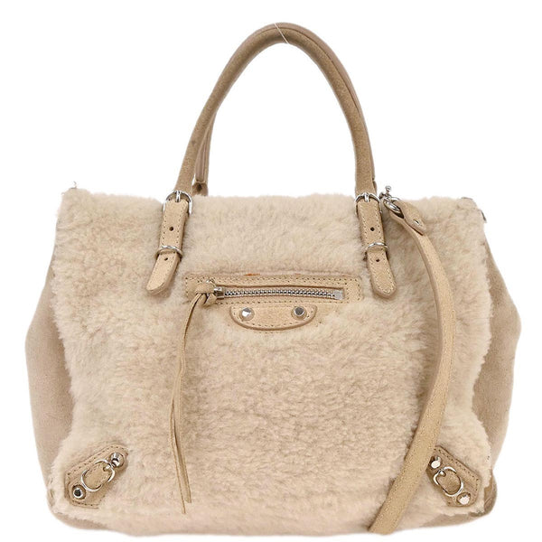 Balenciaga Papier B4 Zip Around Classic Studs Bag Shearling - image 1