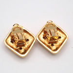 Chanel Vintage CC Diamond Shape Clips-On Earrings Gold-Plated - image 4