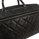 Chanel Embossed Logo Bowler Bag Quilted Caviar Small - image 9