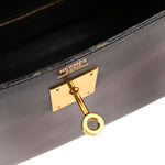 Hermes Kelly Handbag Black Box Calf with Gold Hardware 32 - image 9