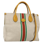 Gucci Foldable Web Tote Canvas with Leather Small - image 1