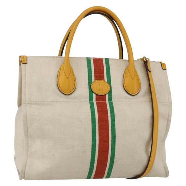 Gucci Foldable Web Tote Canvas with Leather Small - image 1