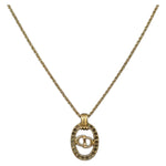 Christian Dior CD Round Pendant Necklace Metal and Crystals - image 3