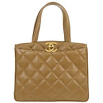 Chanel Vintage CC Lock Pocket Tote Quilted Caviar Small - image 1