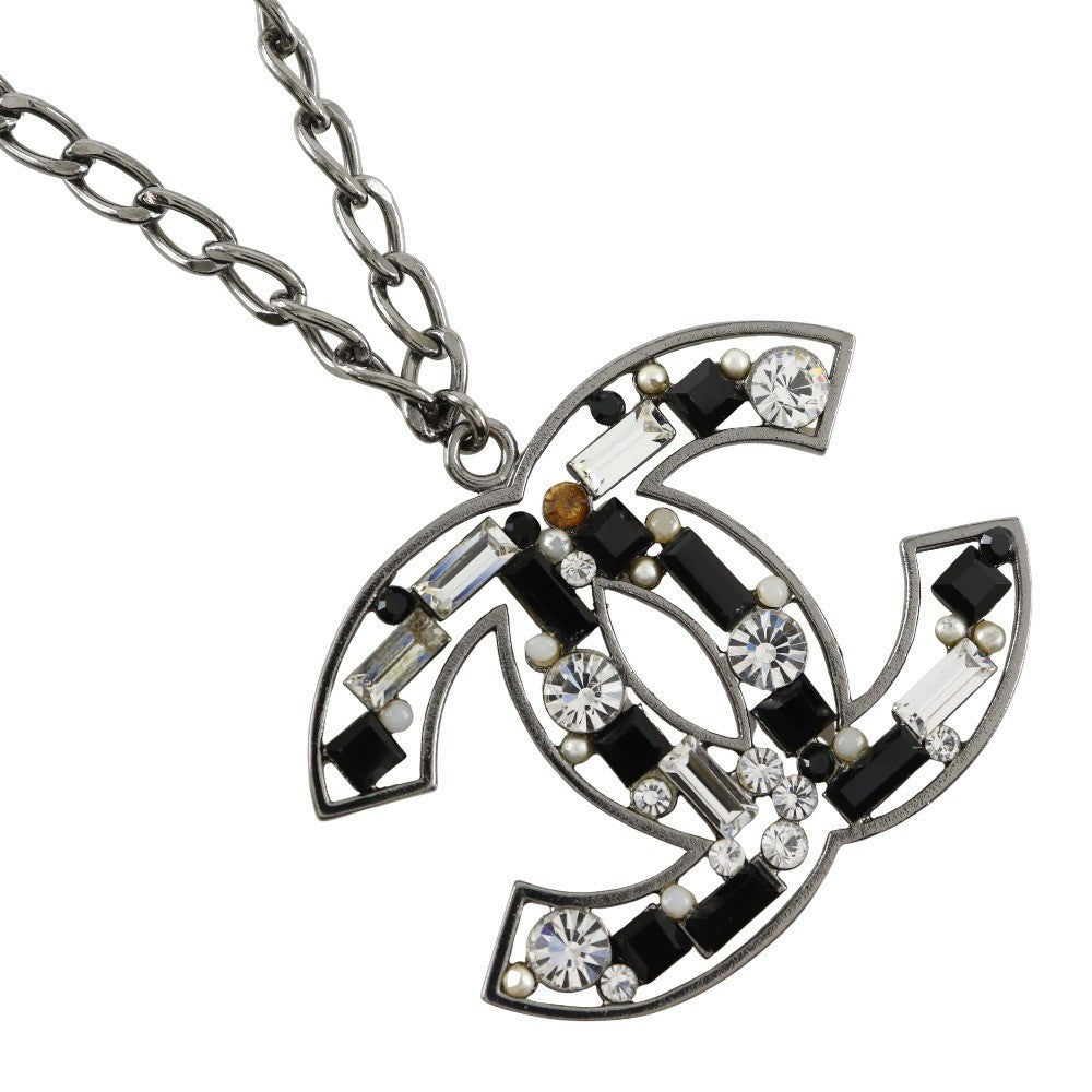 Chanel CC Pendant Necklace Metal with Crystals - image 1