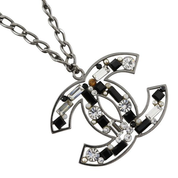 Chanel CC Pendant Necklace Metal with Crystals - image 1