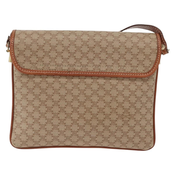 Celine Vintage Macadam Shoulder Bag Canvas and Leather