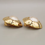 Chanel Vintage CC Flower Clip-On Earrings imitation pearls in gold plated - image 3