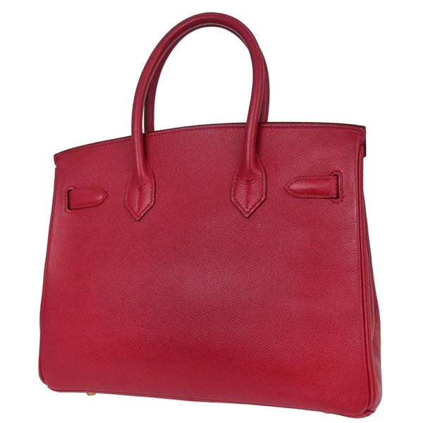 Hermes Birkin Handbag Red Courchevel with Gold Hardware 30