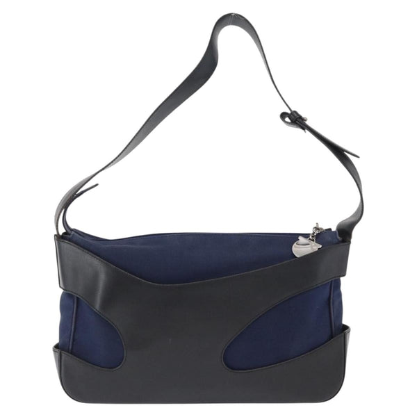 Salvatore Ferragamo Cut Out Shoulder Bag Canvas and Leather