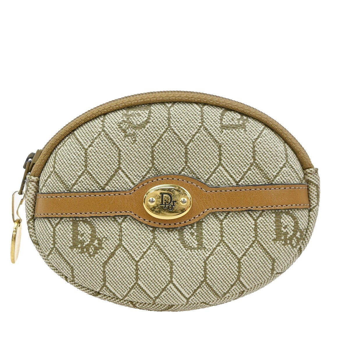 Christian Dior Honeycomb Zip Coin Purse Canvas and Leather - image 1