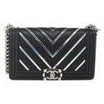 Chanel Boy Flap Bag Chevron Lambskin with Holographic PVC Old Medium - image 1