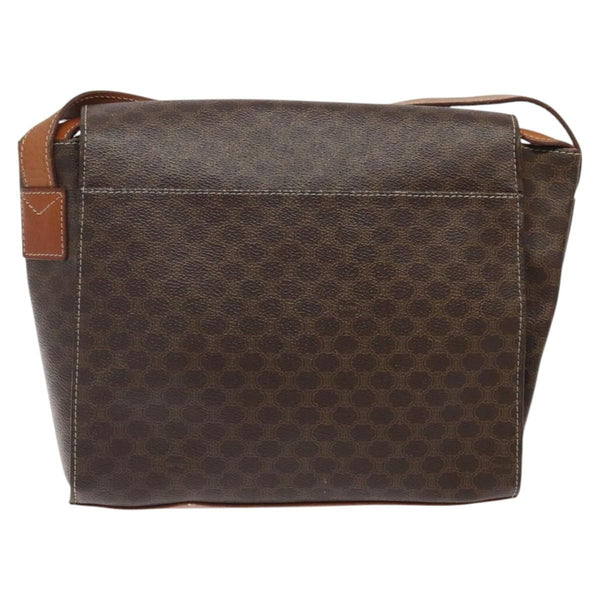 Celine Vintage Macadam Circle Logo Shoulder Bag Canvas and Leather
