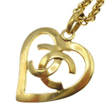 Chanel CC Heart Pendant Necklace Metal - image 4