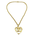 Chanel CC Heart Pendant Necklace Metal - image 1