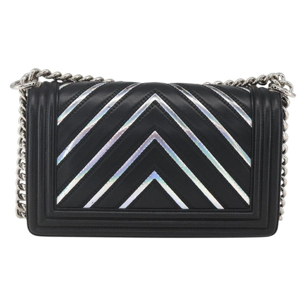 Chanel Boy Flap Bag Chevron Lambskin with Holographic PVC Old Medium