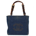 Chanel Vintage Resin Chain Tote Denim Small - image 1