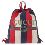 Gucci Logo Drawstring Backpack Striped Canvas Large - image 18