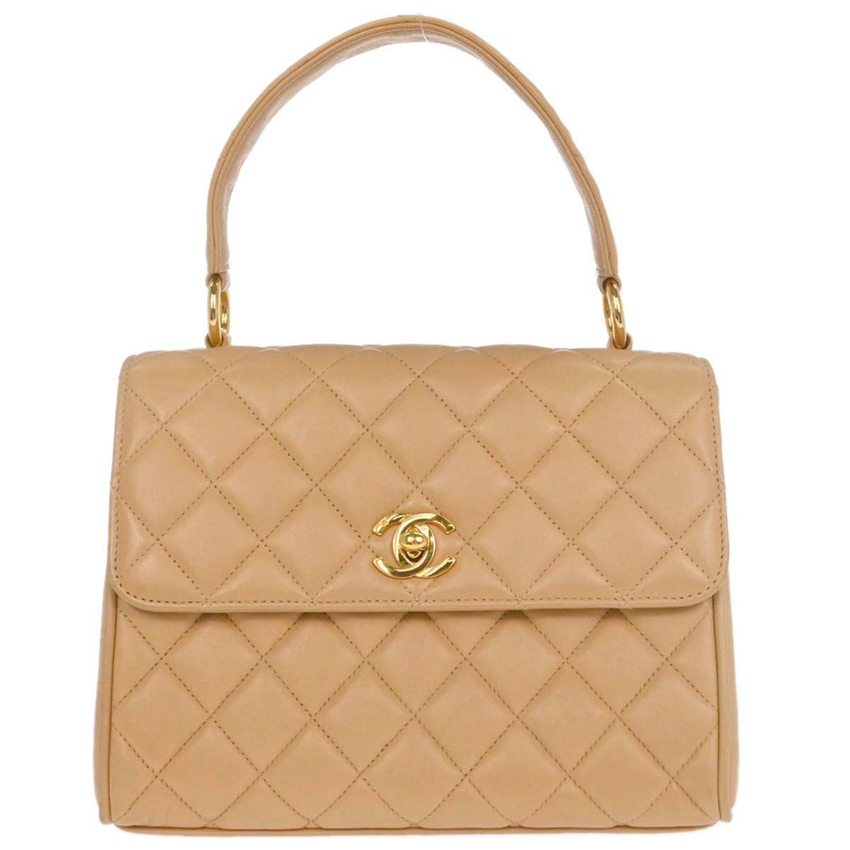 Chanel Vintage Top Handle Flap Bag Quilted Lambskin Small - image 1