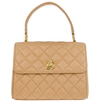 Chanel Vintage Top Handle Flap Bag Quilted Lambskin Small - image 1