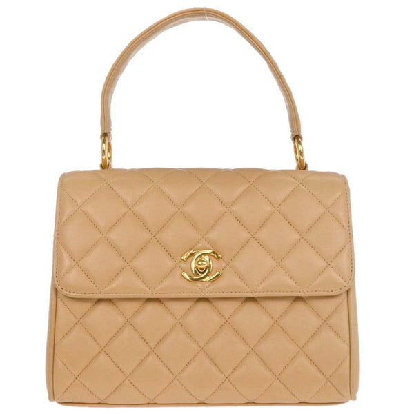 Chanel Vintage Top Handle Flap Bag Quilted Lambskin Small - image 1