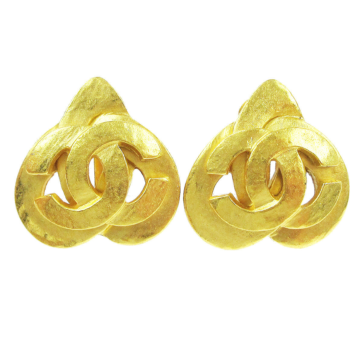 Chanel Vintage CC Heart Clip-On Earrings Metal Small - image 1