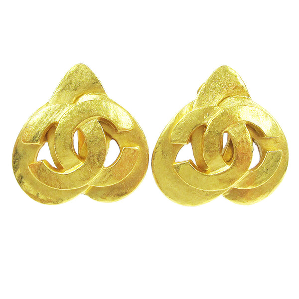 Chanel Vintage CC Heart Clip-On Earrings Metal Small - image 1