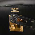 Hermes Kelly Handbag Black Box Calf with Gold Hardware 32 - image 10