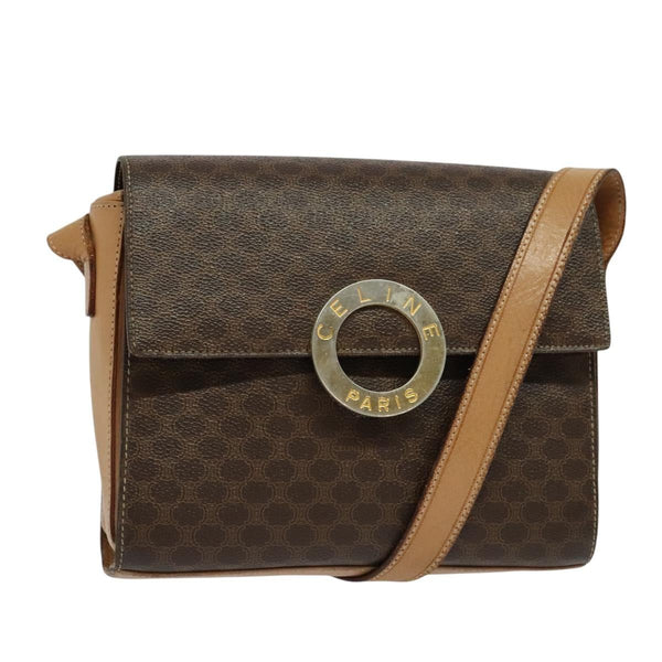 Celine Vintage Macadam Circle Logo Shoulder Bag Canvas and Leather - image 1
