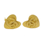 Chanel Vintage CC Heart Clip-On Earrings Metal Small - image 4