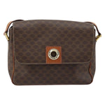 Celine Vintage Macadam Circle Logo Shoulder Bag Canvas and Leather - image 1
