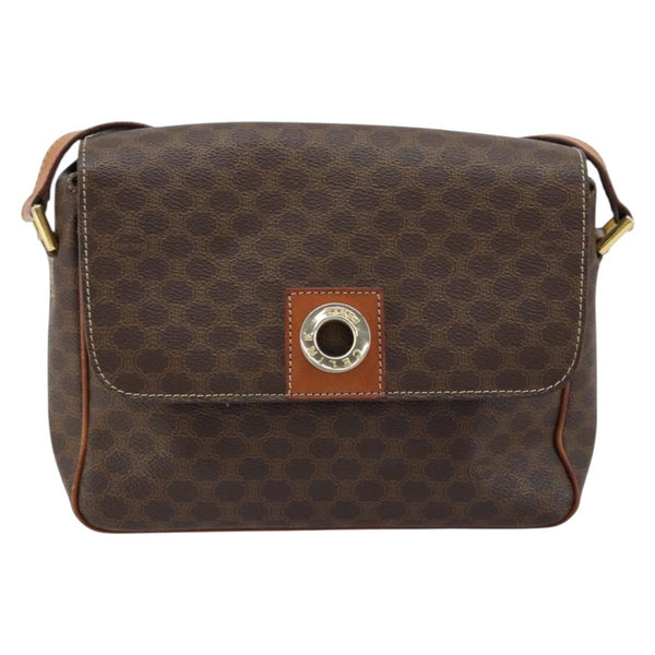 Celine Vintage Macadam Circle Logo Shoulder Bag Canvas and Leather - image 1