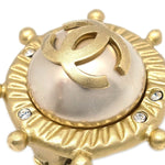 Chanel Vintage Round Clip-On Earrings Metal with Faux Pearl - image 2