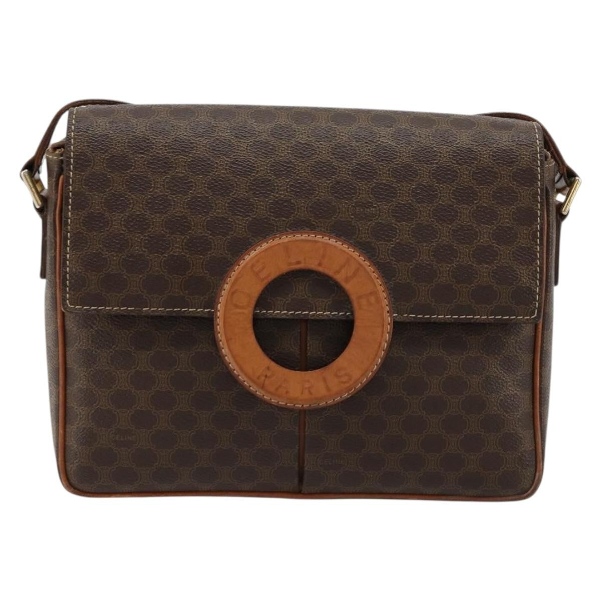 Celine Vintage Macadam Circle Logo Shoulder Bag Canvas and Leather - image 1