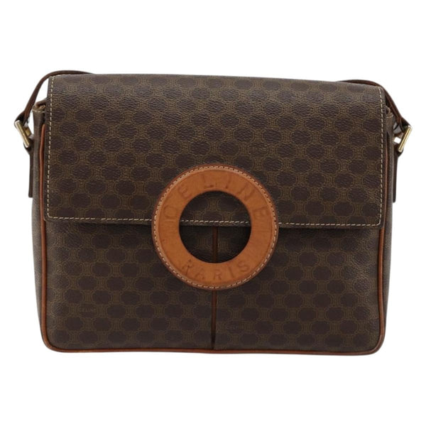 Celine Vintage Macadam Circle Logo Shoulder Bag Canvas and Leather - image 1