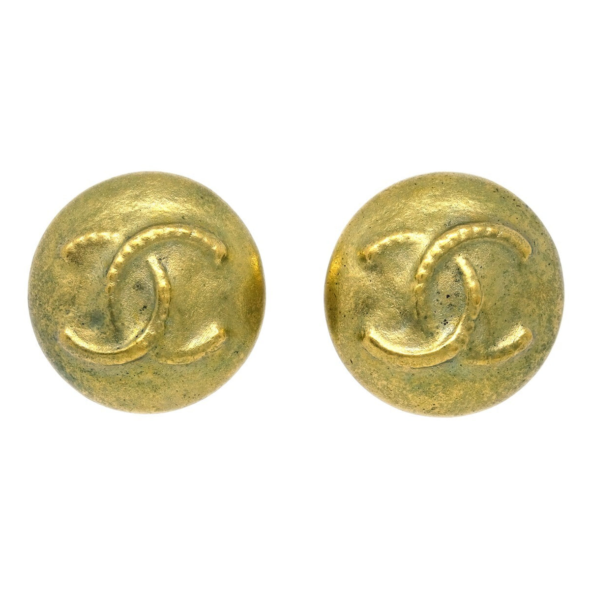 Chanel Vintage CC Round Clip-On Earrings Metal Small - image 1