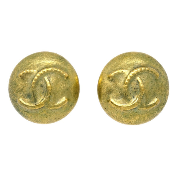Chanel Vintage CC Round Clip-On Earrings Metal Small - image 1