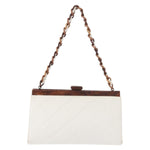 Chanel Wooden Frame Striped Shoulder Bag Leather - image 2