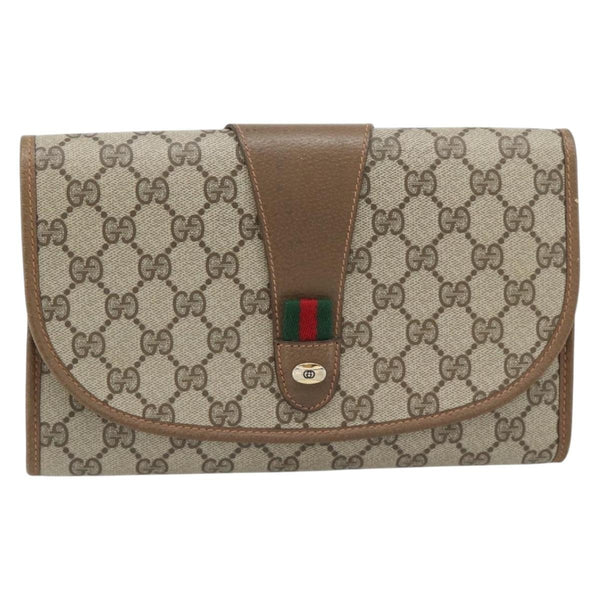 Gucci Vintage Web Flap Clutch GG Canvas - image 1