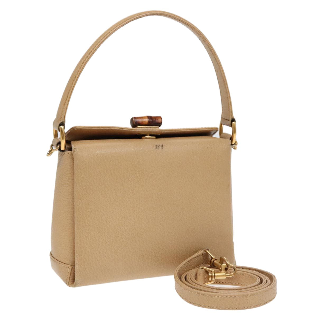 Gucci Vintage Convertible Bamboo Box Crossbody Bag Leather Small - image 1
