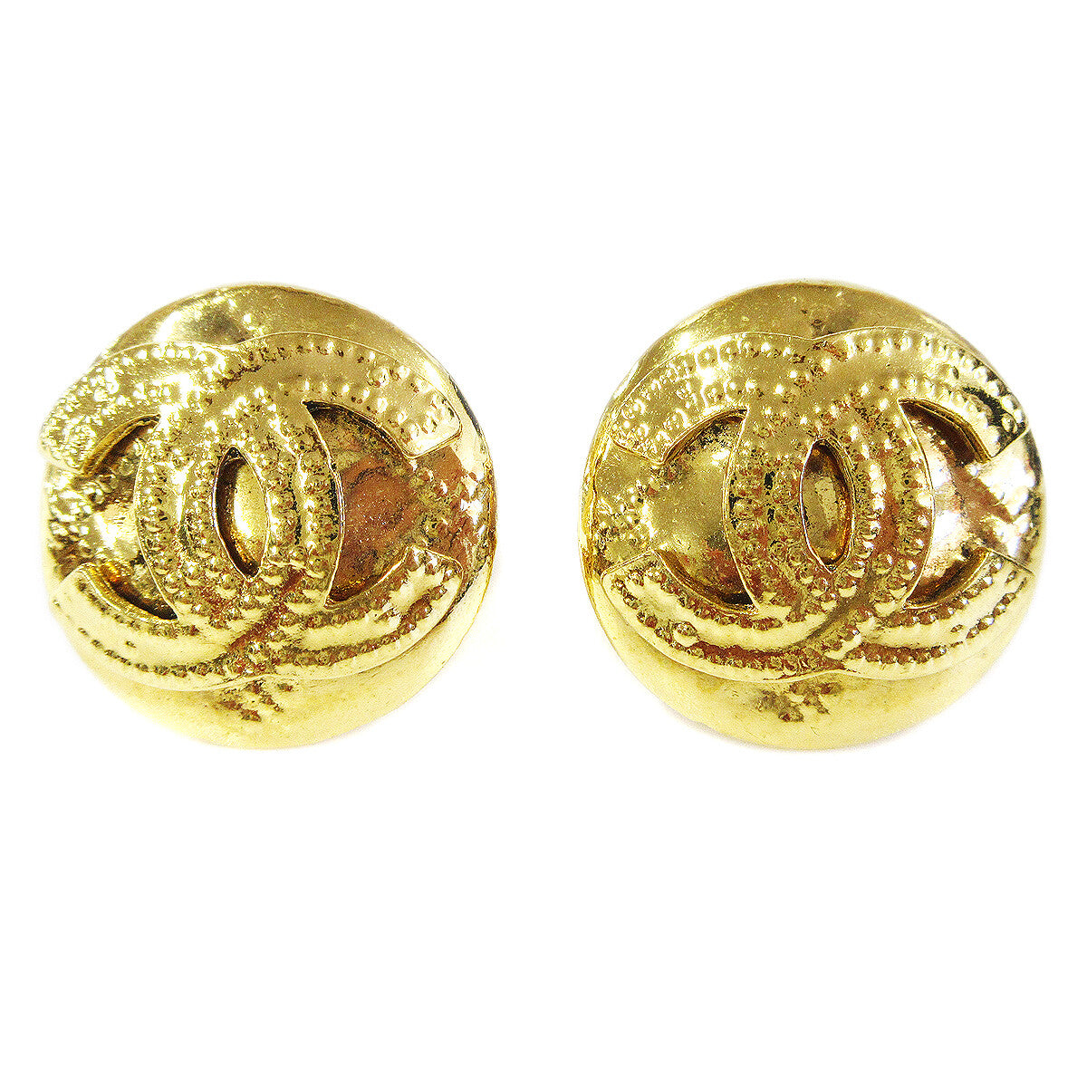 Chanel CC Button Clip-On Earrings Metal - image 1