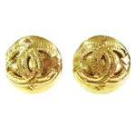 Chanel CC Button Clip-On Earrings Metal - image 1