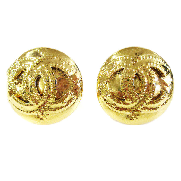 Chanel CC Button Clip-On Earrings Metal - image 1