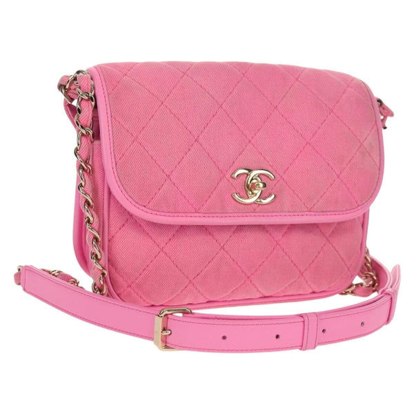 Chanel Flap Messenger Bag Quilted Denim Small - image 1
