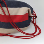 Gucci Logo Drawstring Backpack Striped Canvas Large - image 17