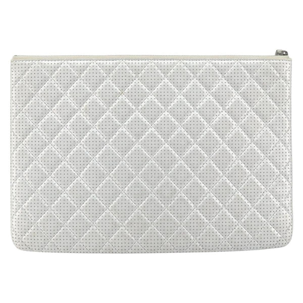 Chanel O Case Clutch Quilted Perforated Lambskin Medium